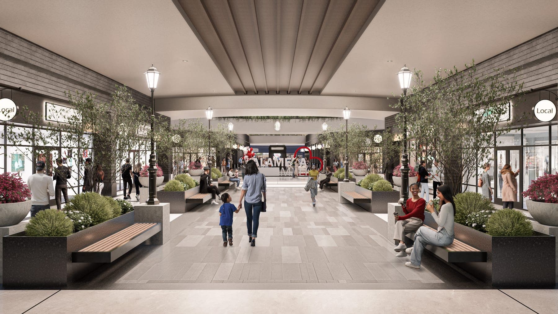 Paseo comercial interior de Alameda del Valle